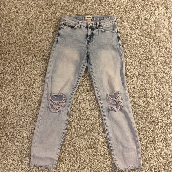 L'AGENCE Blue Ankle Cropped Jeans with Distressed Design size 24 - Picture 2 of 4